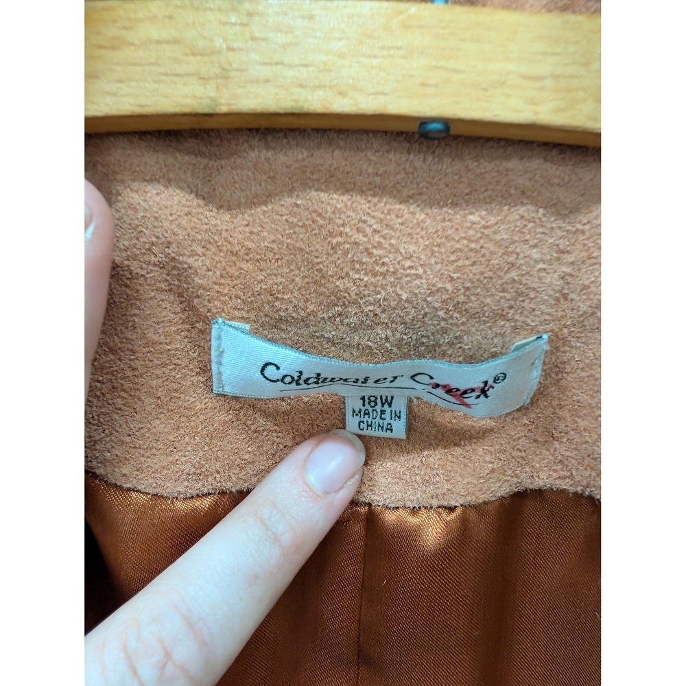 Vintage Y2K Women's Orange Suede Leather Jacket Braided Trim- Size 18W - Picture 4 of 7